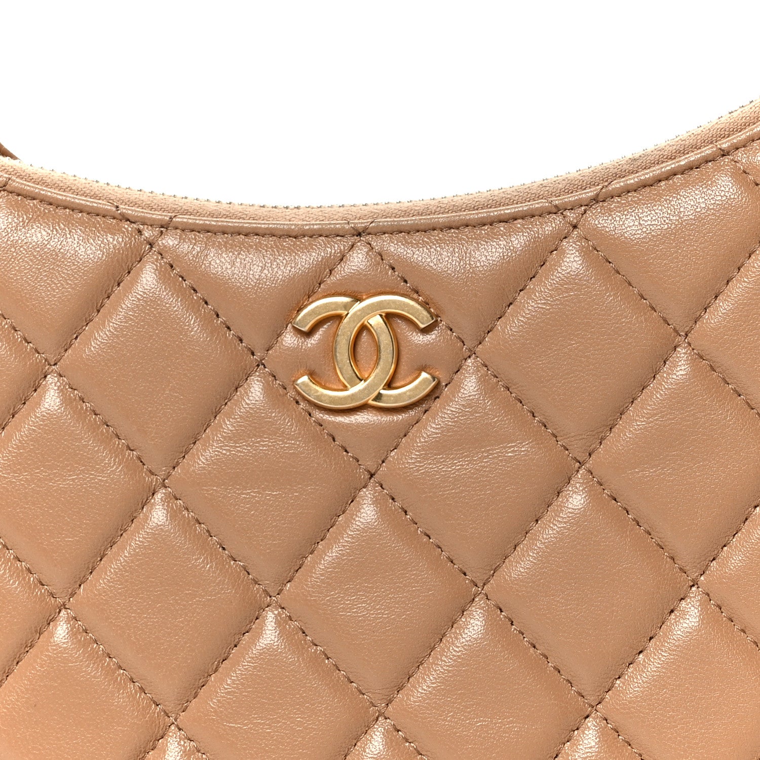 Chanel Shiny Crumpled Lambskin Quilted Trendy Chain Around Hobo Dark Beige 8 of 10