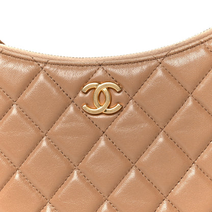 Chanel Shiny Crumpled Lambskin Quilted Trendy Chain Around Hobo Dark Beige 8 of 10