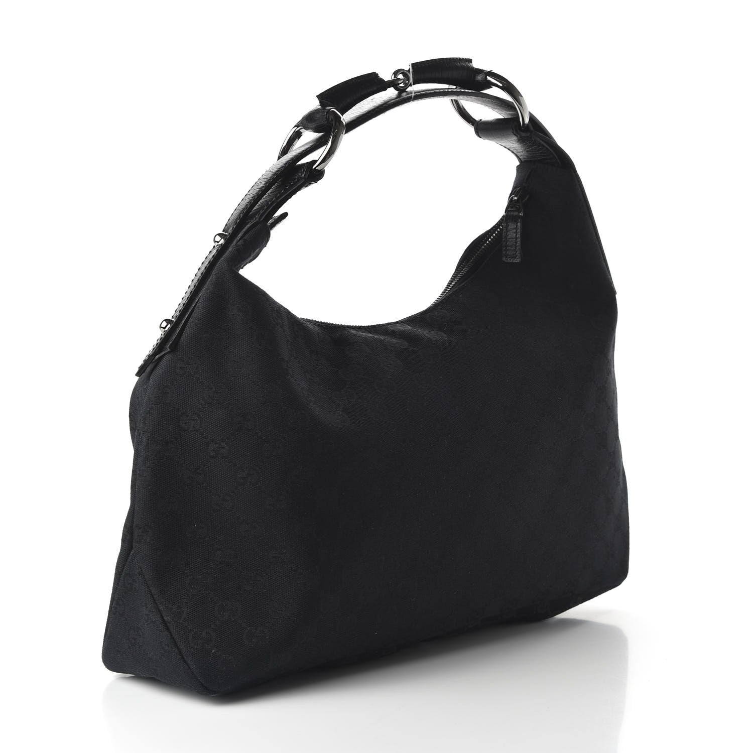 Gucci Monogram Medium Horsebit Chain Hobo Black 3 of 10