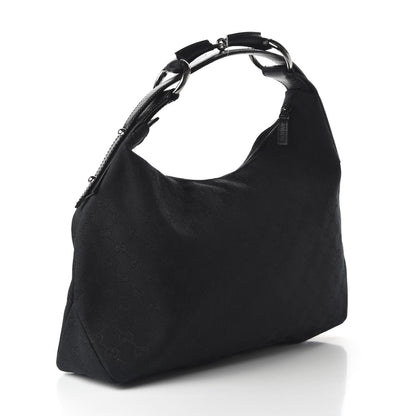 Gucci Monogram Medium Horsebit Chain Hobo Black 3 of 10