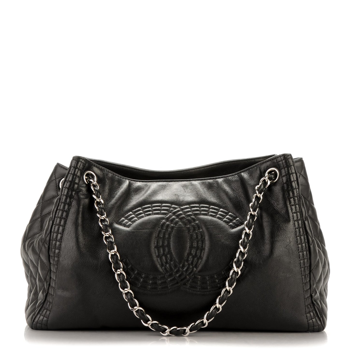 Calfskin Coco Bengal Open Accordion Tote Black