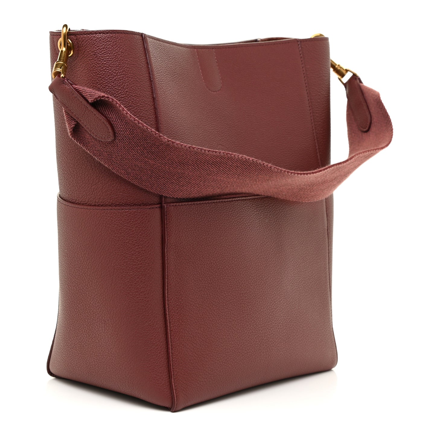 Soft Grained Calfskin Sangle Bucket Bag Red