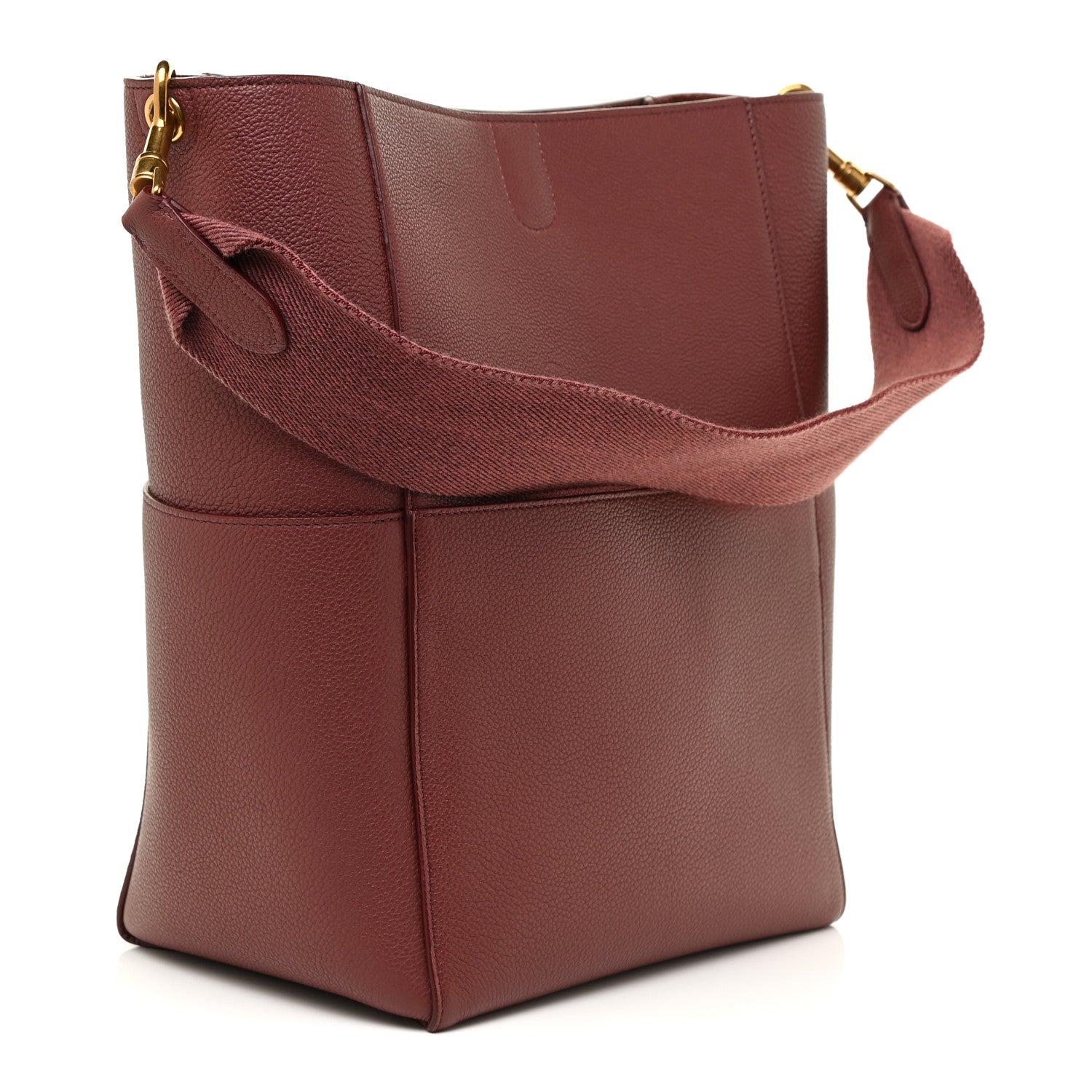 Celine Soft Grained Calfskin Sangle Bucket Bag Red 2 of 15