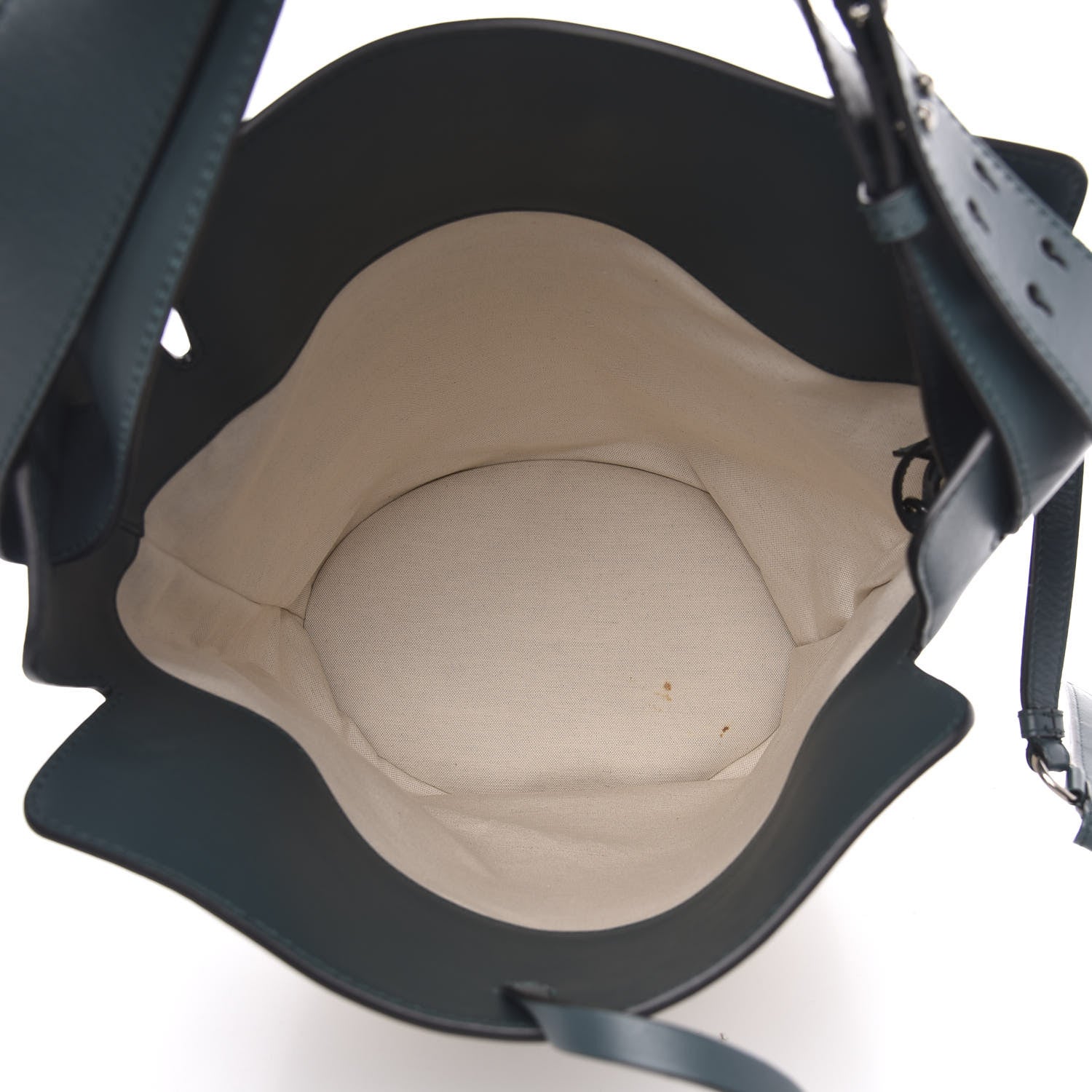 Burberry Calfskin Linen The Large Bucket Bag Dark Cyan 5 of 11