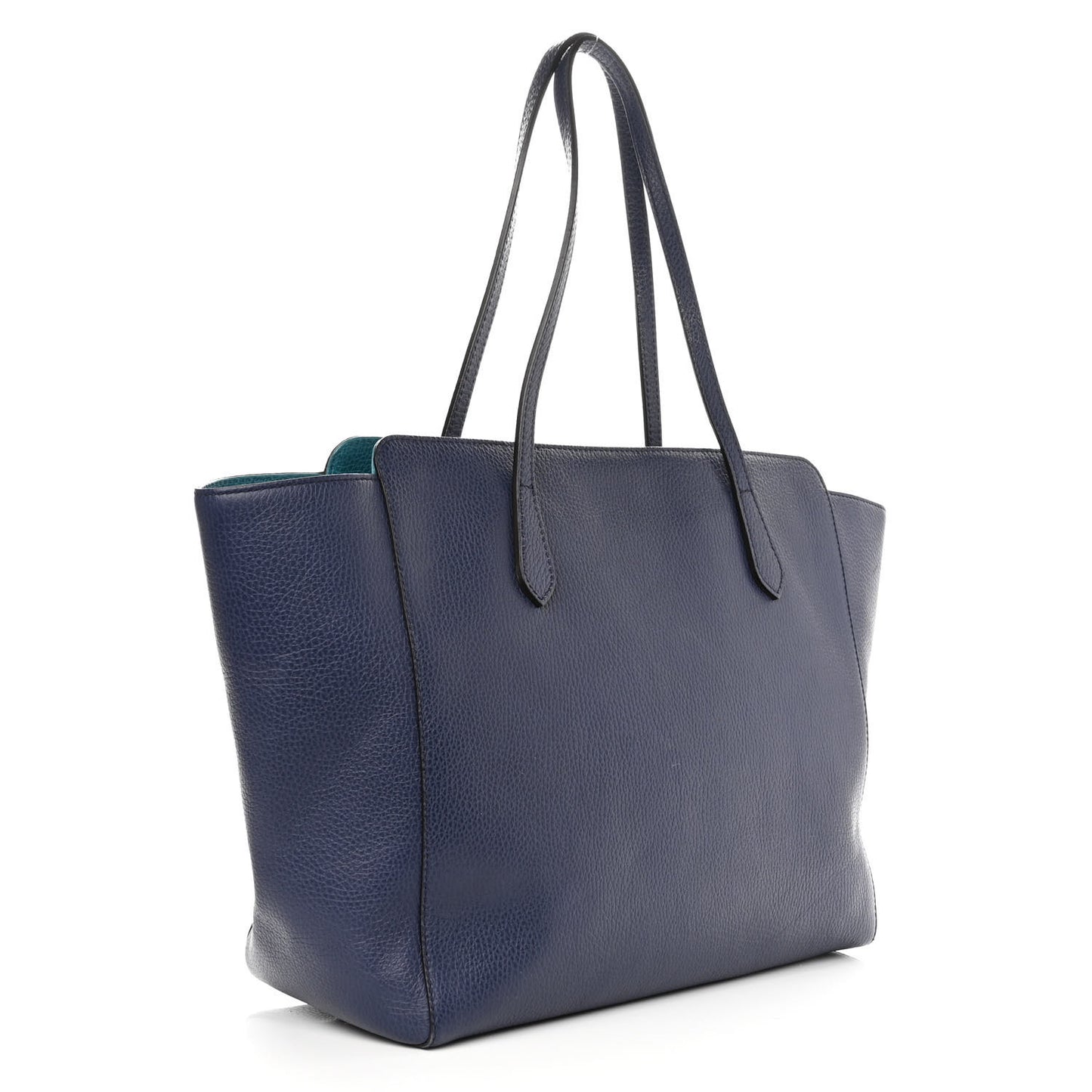 Dollar Calfskin Medium Swing Tote Marine Deep Cobalt