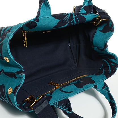 Prada Canvas Canapa Hibiscus Tote Turchese 5 of 10