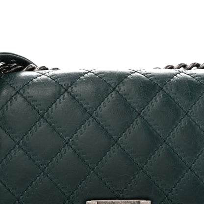 Chanel Calfskin Double Stitch Medium Boy Flap Green 7 of 11