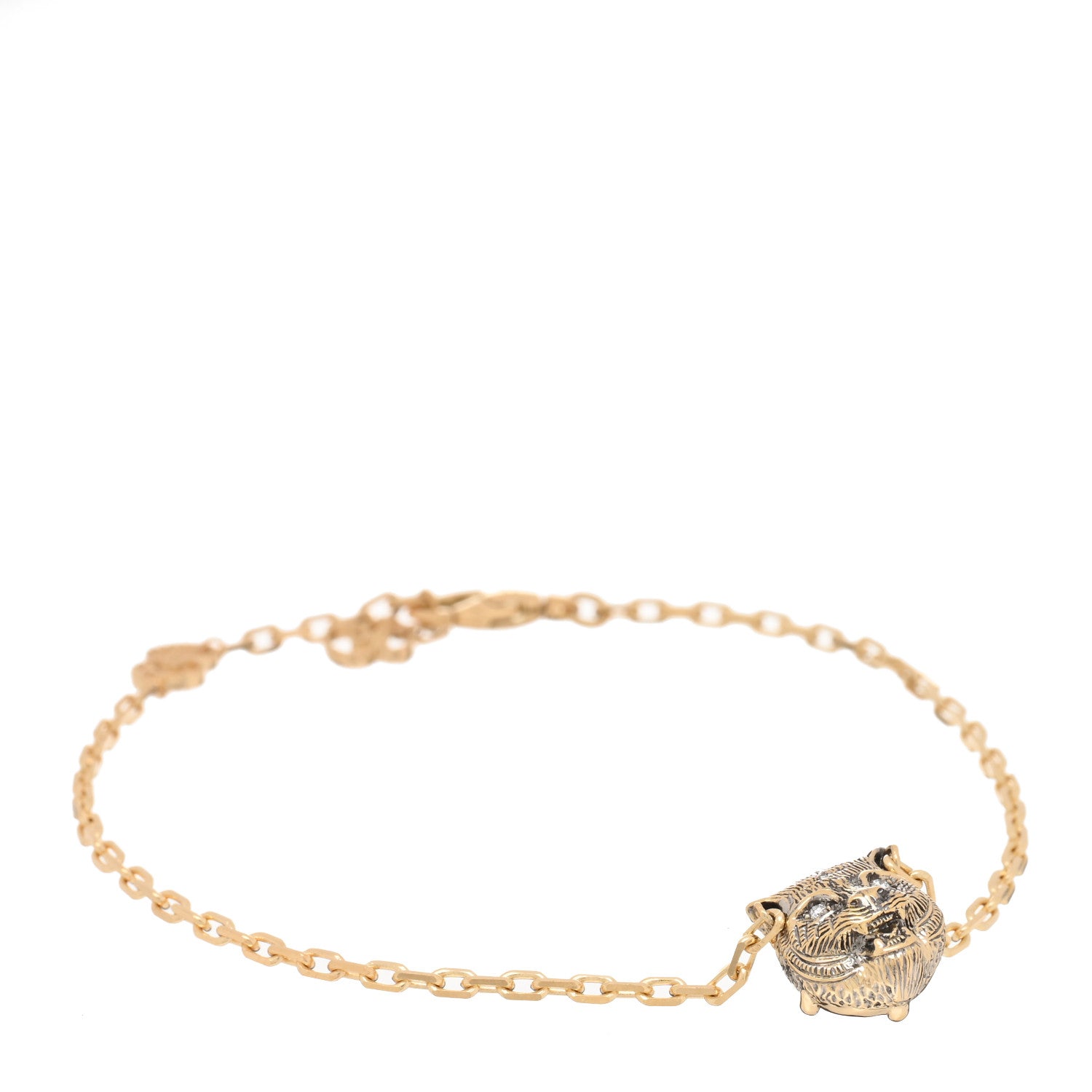 Gucci 18K Yellow Gold Diamond Pink Opal Le Marche des Merveilles Feline Bracelet 2 of 5