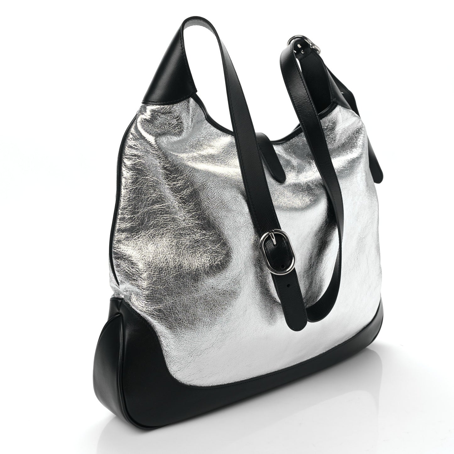 Metallic Calfskin Large Jackie 1961 Shoulder Bag Silver Black