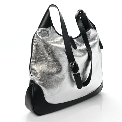 Gucci Metallic Calfskin Large Jackie 1961 Shoulder Bag Silver Black 3 of 8