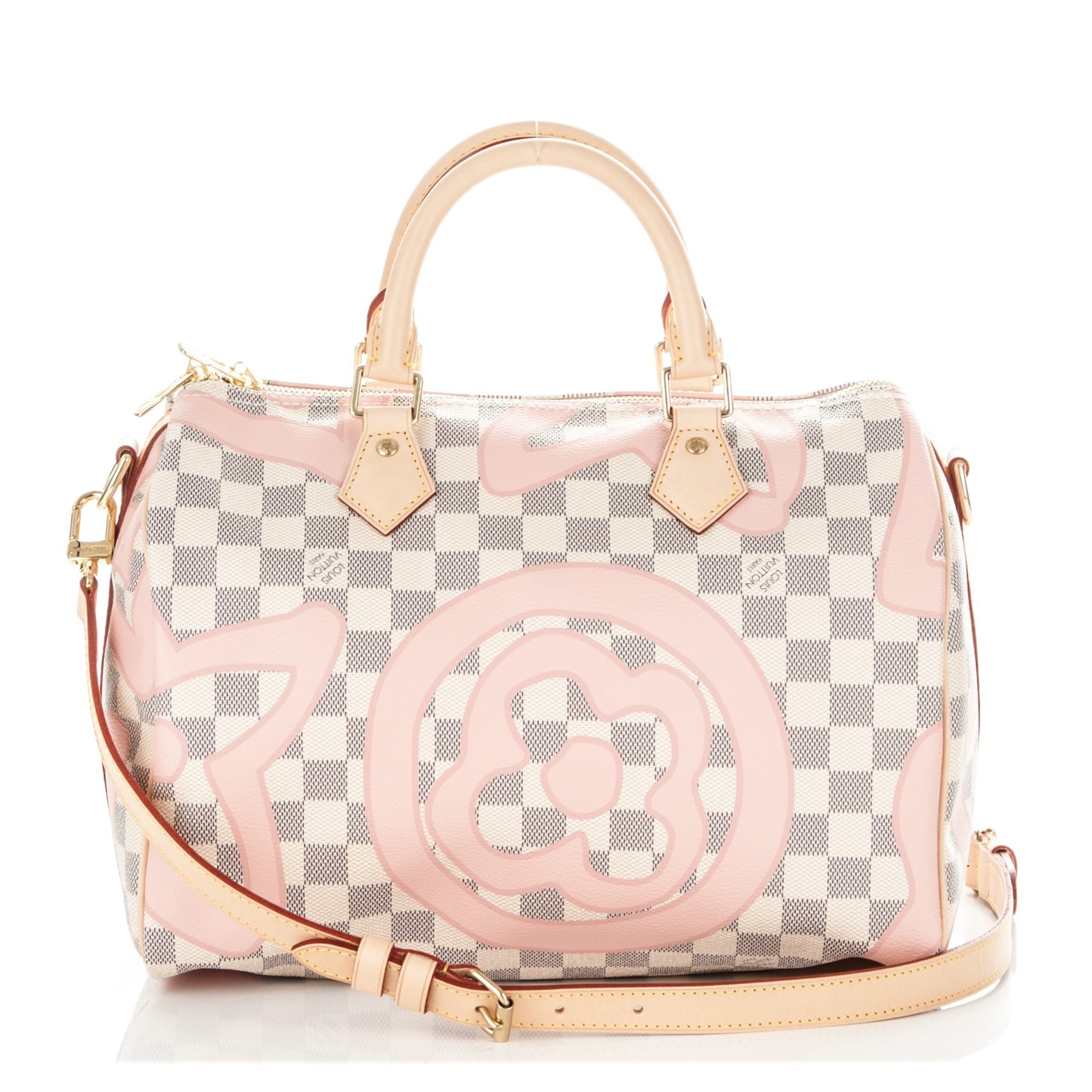Damier Azur Tahitienne Speedy Bandouliere 30 Rose Ballerine