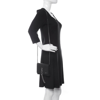 Saint Laurent Smooth Calfskin Classic Monogram Pins Kate Tassel Chain Wallet Black 2 of 18