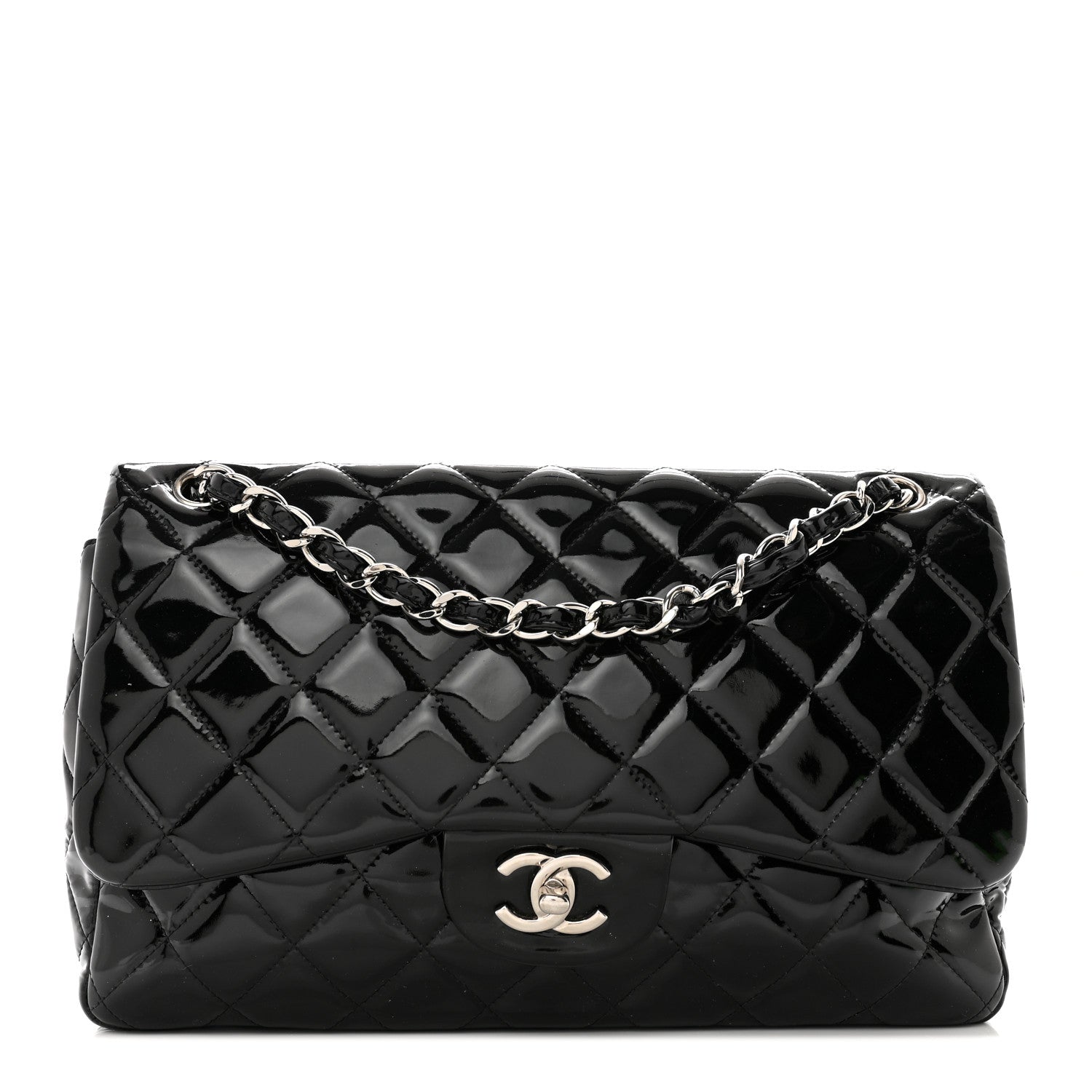 Chanel Patent Quilted Jumbo Double Flap Black 1 of 11