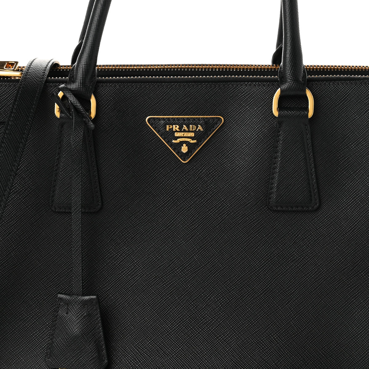 Saffiano Lux Large Galleria Double Zip Tote Black