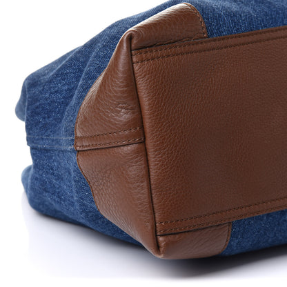 Gucci Denim Pebbled Calfskin Medium Soho Chain Shoulder Bag Blue Brown 10 of 11