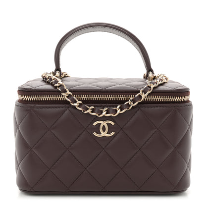 Chanel Lambskin Quilted Small Top Handle Vanity Case With Chain Dark Brown 1 of 9