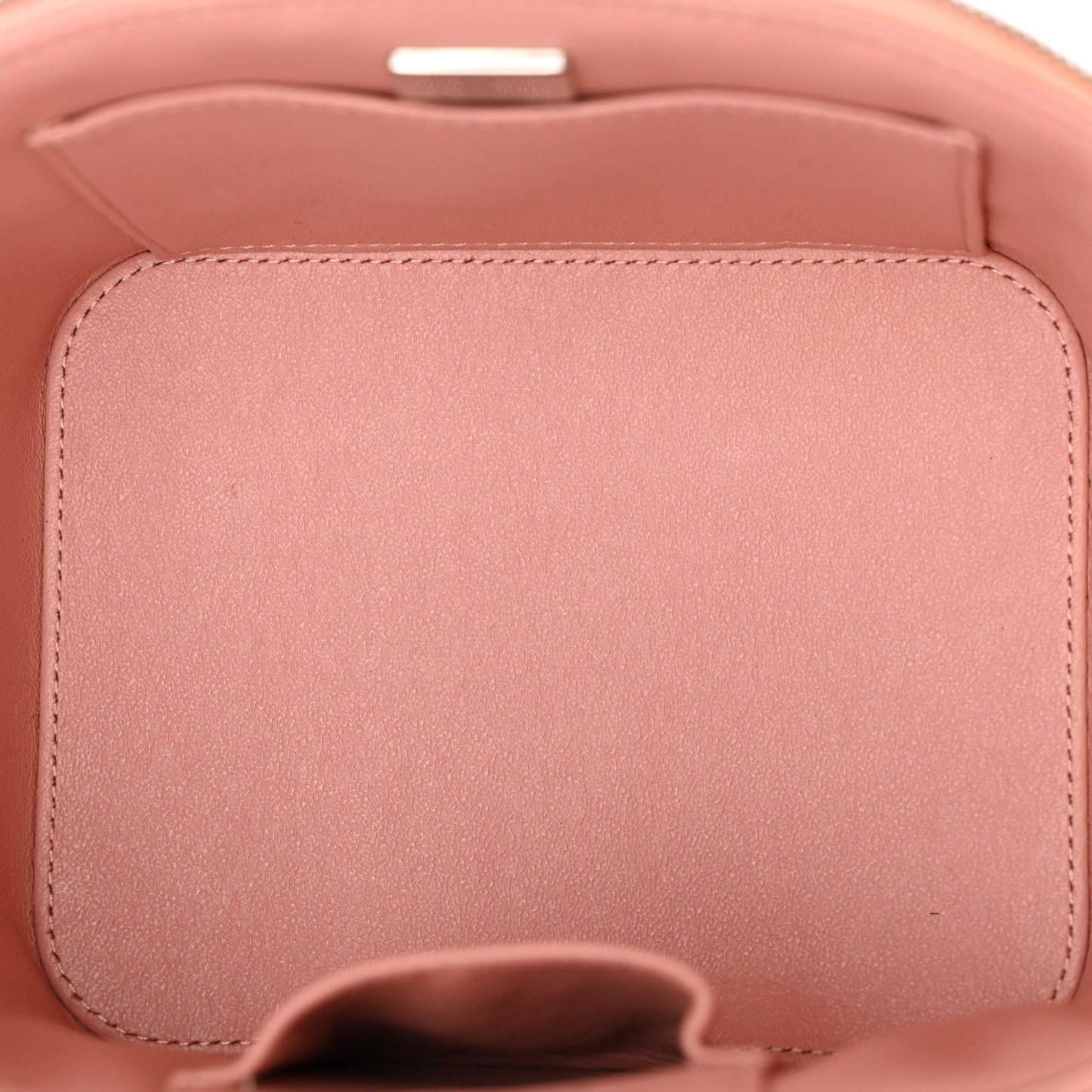 Lambskin Quilted Top Handle Vanity Case With Chain Light Pink