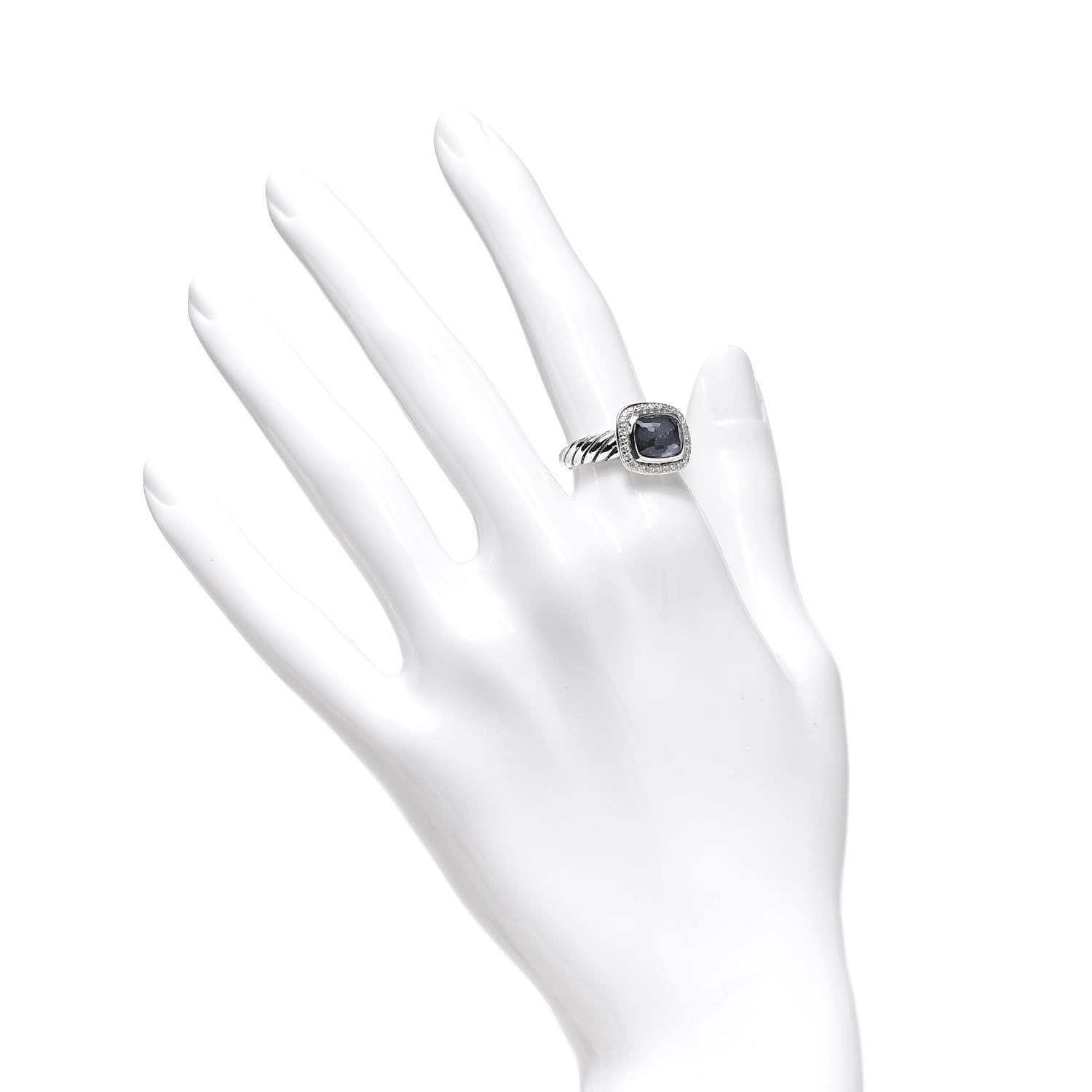 David Yurman Sterling Silver Diamond Black Orchid 10mm Noblesse Ring 52 6 2 of 5