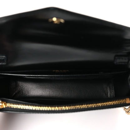 Prada Vitello Envelope Flap Chain Crossbody Bag Black 5 of 8