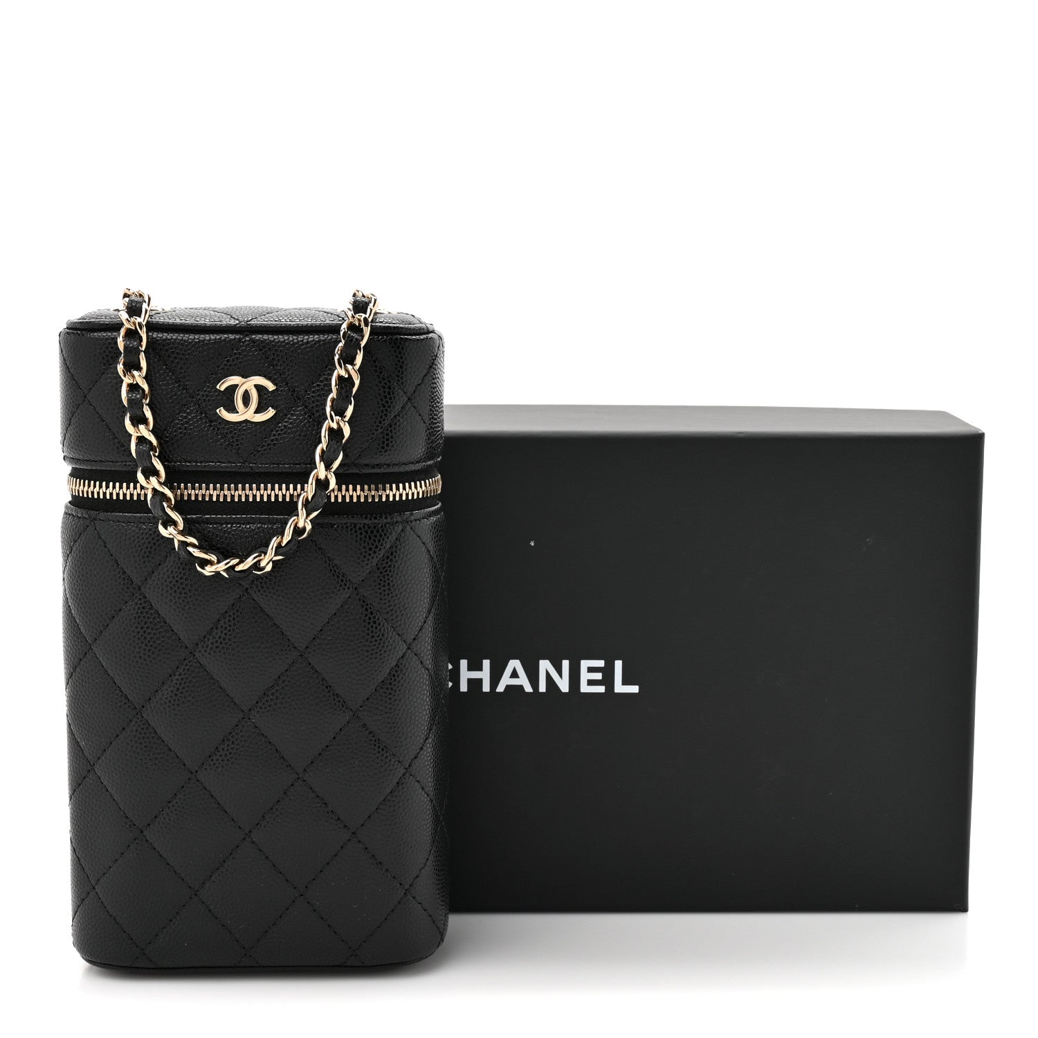 Chanel Caviar Quilted Phone Holder With Chain Black 11 of 11