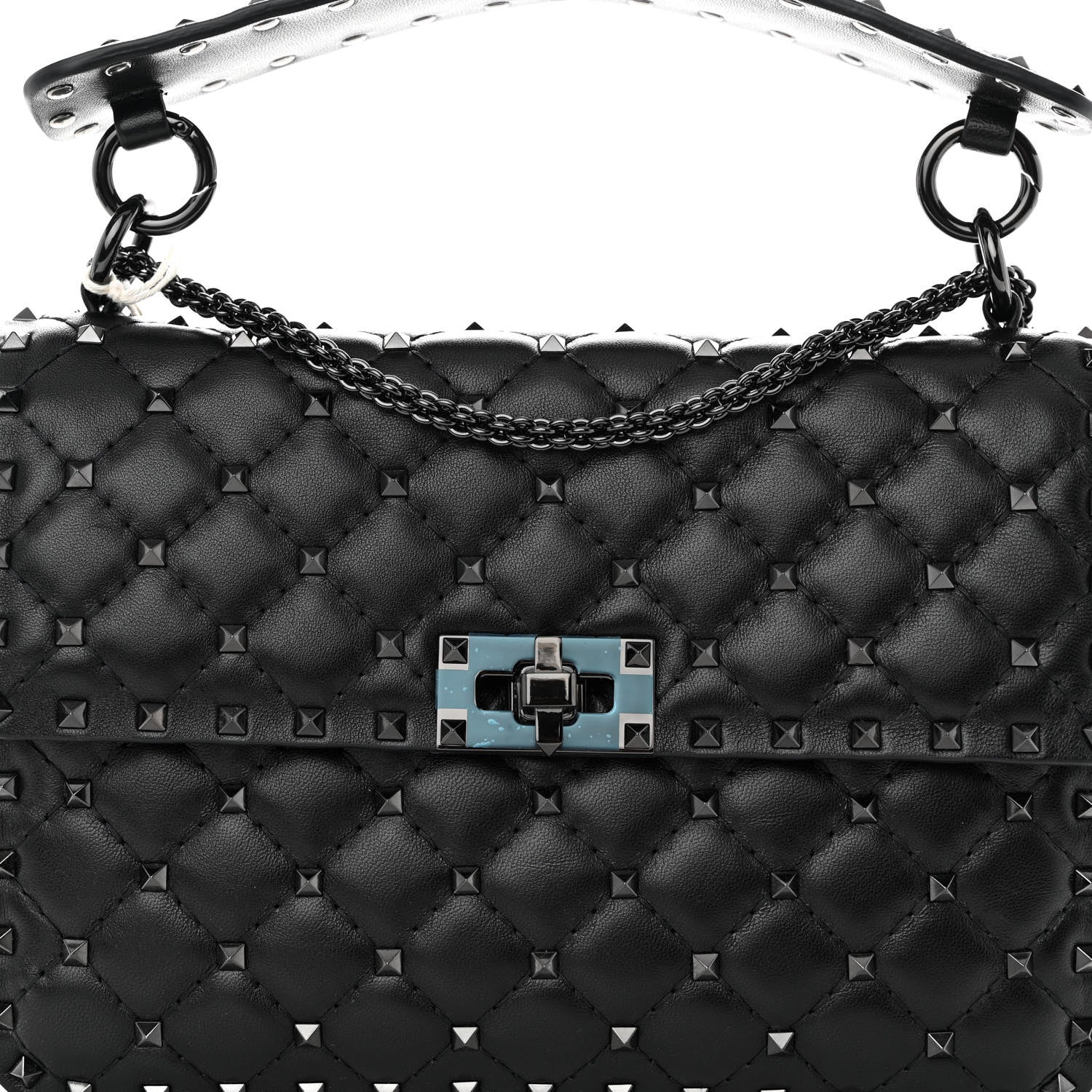Valentino Garavani Lambskin Medium Rockstud Spike Shoulder Bag Black 7 of 9