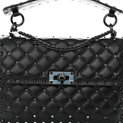 Valentino Garavani Lambskin Medium Rockstud Spike Shoulder Bag Black 7 of 9