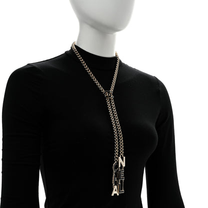 Chanel Enamel CC Lariat Necklace Black Gold Black 2 of 6