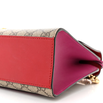 Gucci GG Supreme Monogram Calfskin Medium Padlock Shoulder Bag Beige Hibiscus Red New Rosette 10 of 13