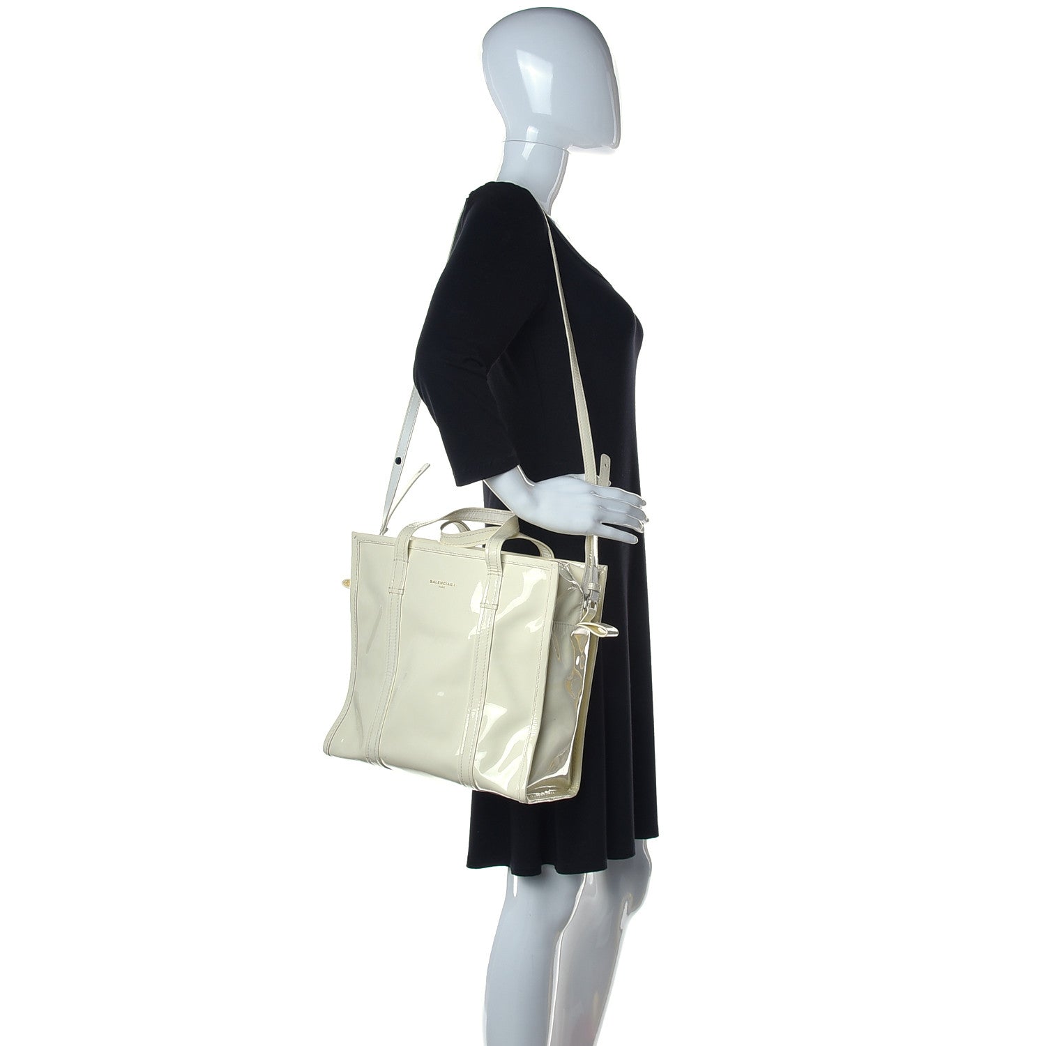 Balenciaga Patent S Bazar Shopper Tote White 3 of 17