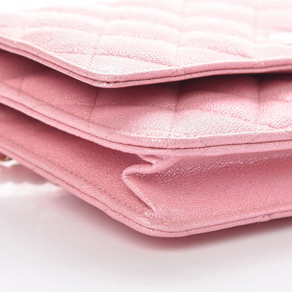 Chanel Iridescent Caviar Quilted Wallet on Chain WOC Rose Pink 9 of 11