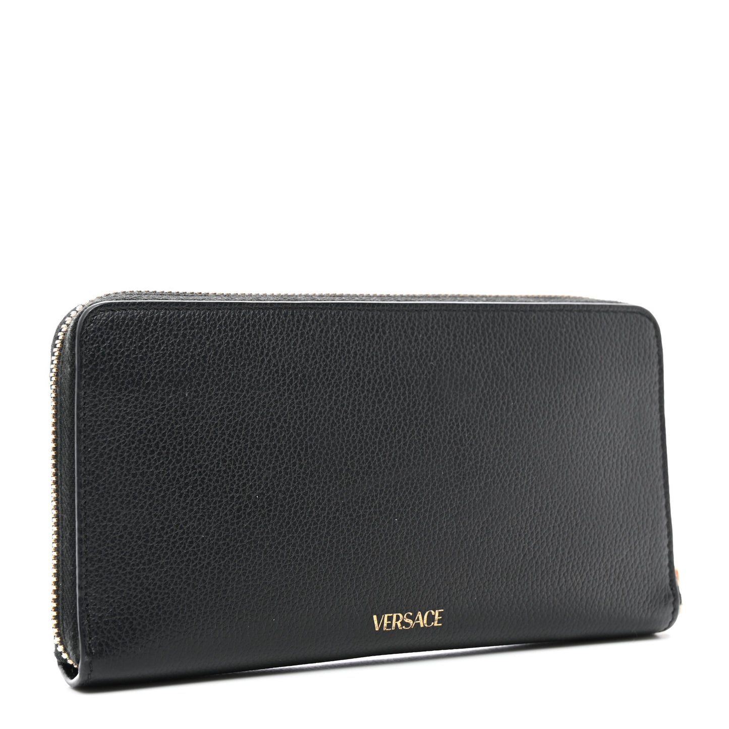 Calfskin Medusa Zip Wallet Black