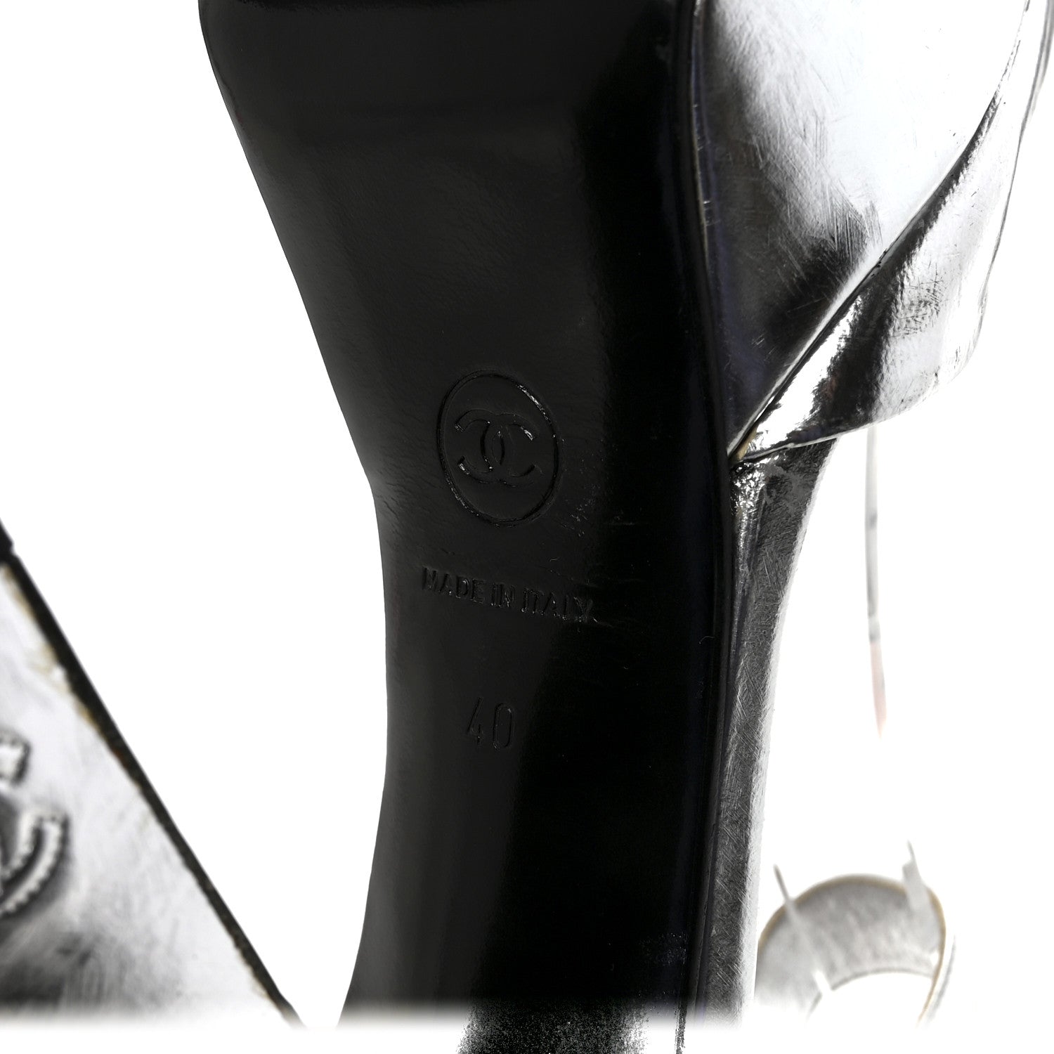 Chanel Metallic Laminated Calfskin CC Platform Sandals 40 Silver 7 of 9