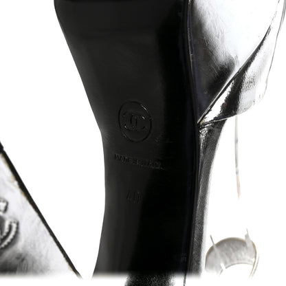 Chanel Metallic Laminated Calfskin CC Platform Sandals 40 Silver 7 of 9