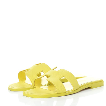 Hermes Epsom Oran Sandals 36.5 Jaune Pollen 3 of 9