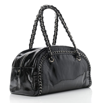 Chanel Patent Medium Luxe Ligne Bowler Black 3 of 12