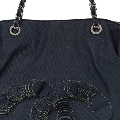 Chanel Denim Small CC Discus Tote Blue 8 of 10