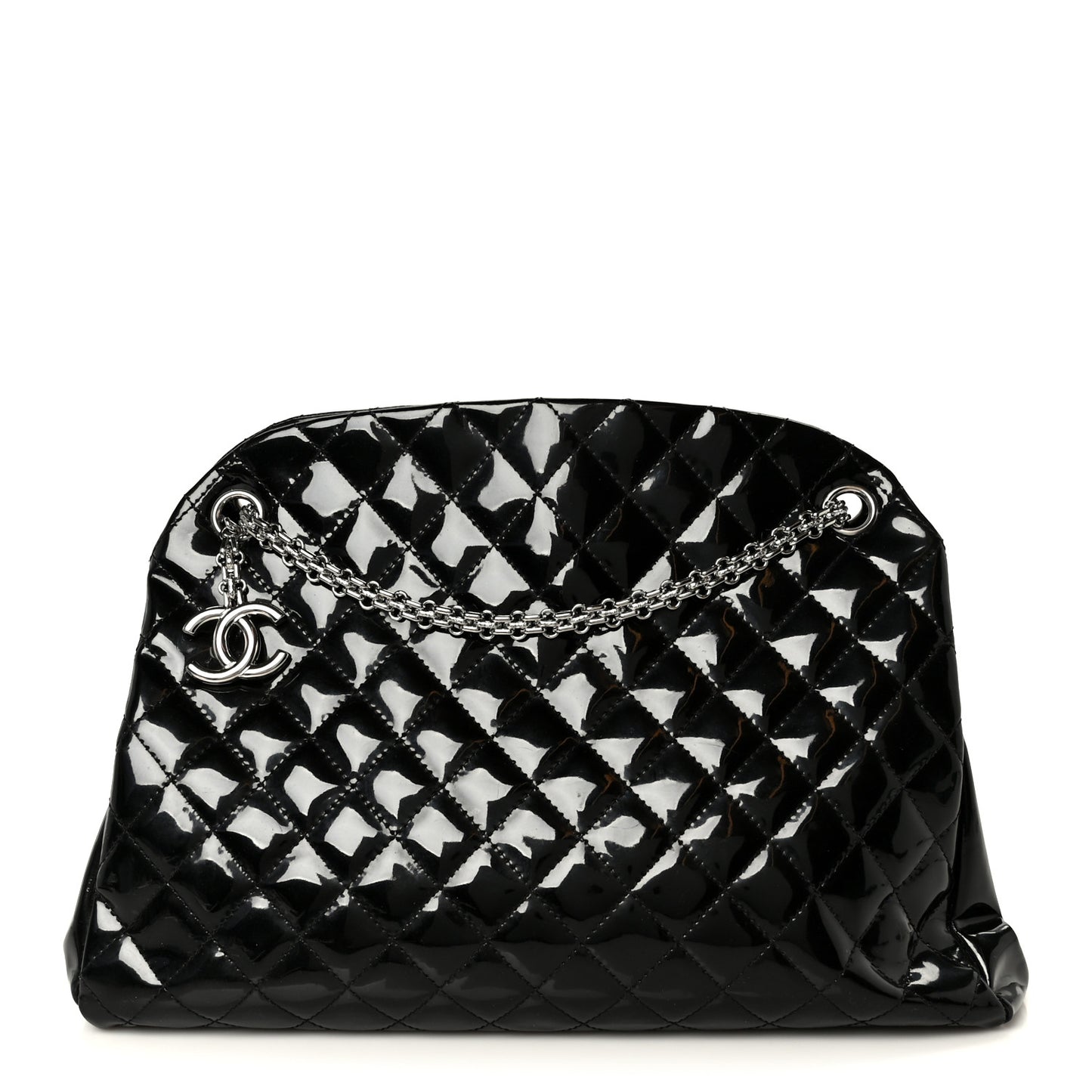 Patent Quilted Large Just Mademoiselle Bowling Bag Black