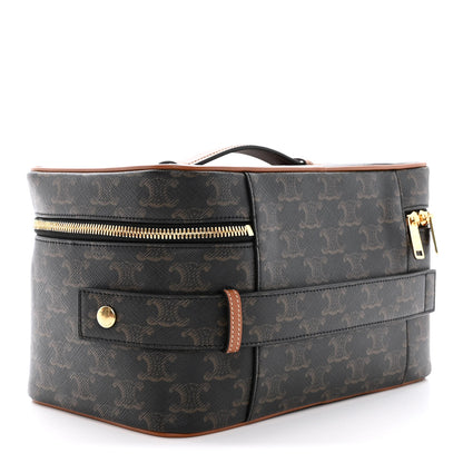 Celine Triomphe Canvas Calfskin Vanity Case Tan 2 of 12