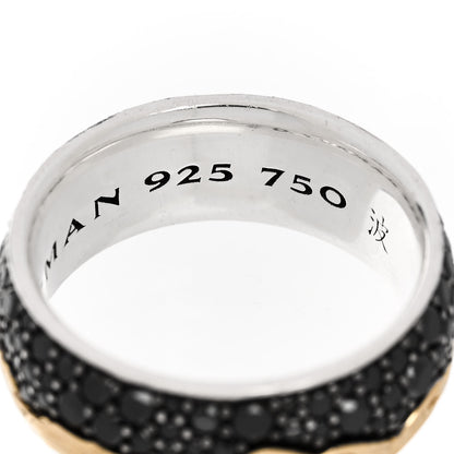 David Yurman Sterling Silver 18K Yellow Gold Black Diamond Wave Band Ring 60 9 5 of 6