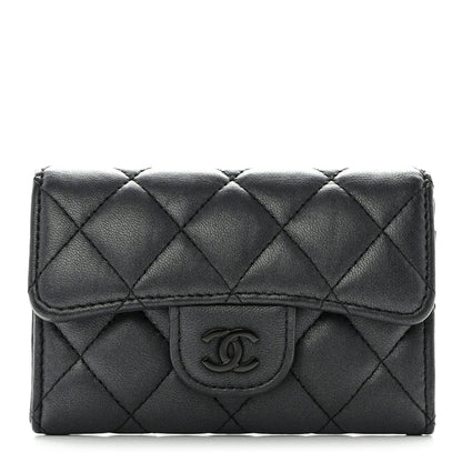 Chanel Lambskin Quilted Flap Card Holder Wallet So Black 1 of 9