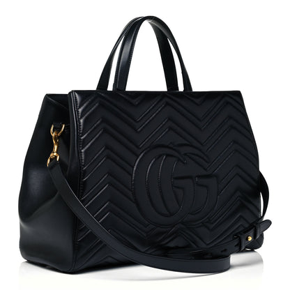 Gucci Calfskin Matelasse Medium GG Marmont Tote Black 4 of 10