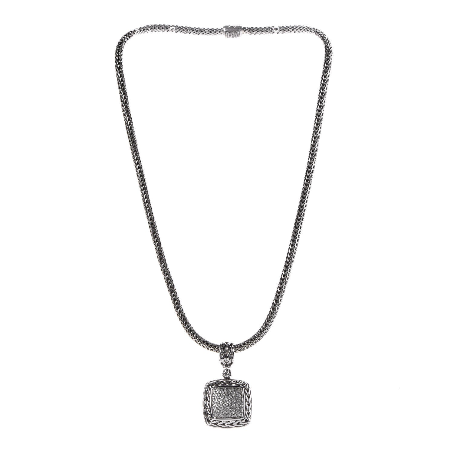 John Hardy Sterling Silver Diamond Classic Chain Enhancer Pendant Necklace 3 of 7