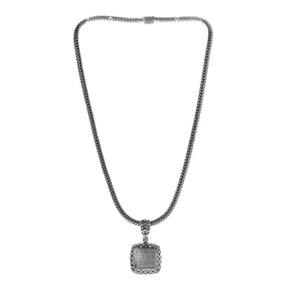 John Hardy Sterling Silver Diamond Classic Chain Enhancer Pendant Necklace 3 of 7