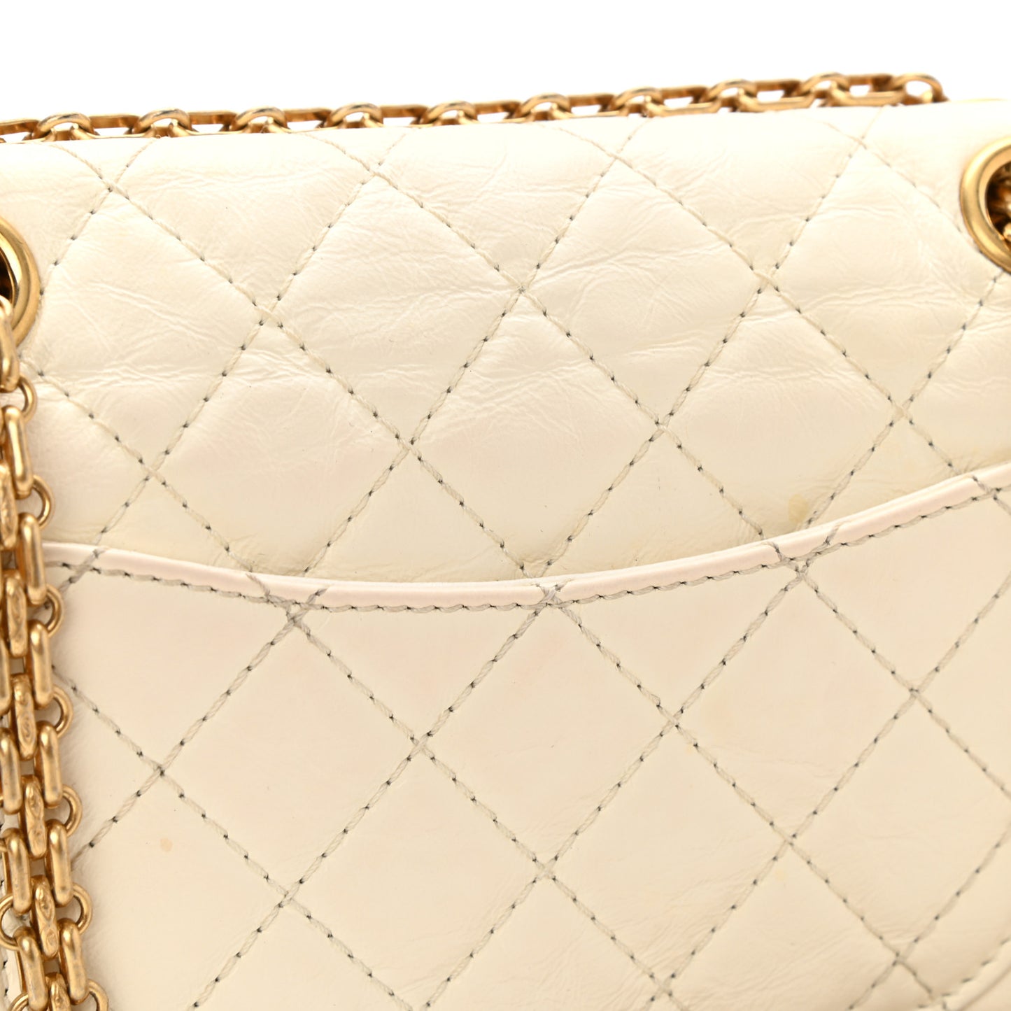 Aged Calfskin Quilted 2.55 Reissue Mini Flap White