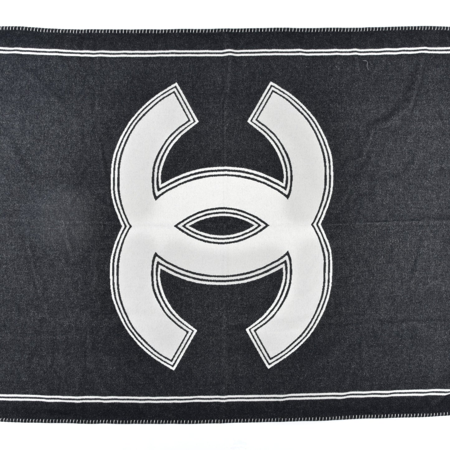 Merino Wool Cashmere CC Throw Blanket Black White