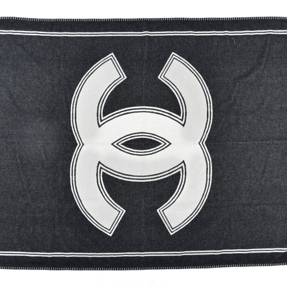 Chanel Merino Wool Cashmere CC Throw Blanket Black White 1 of 4