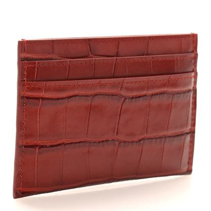 Chanel Calfskin Crocodile Embossed Crococo Card Holder Burgundy 3 of 10