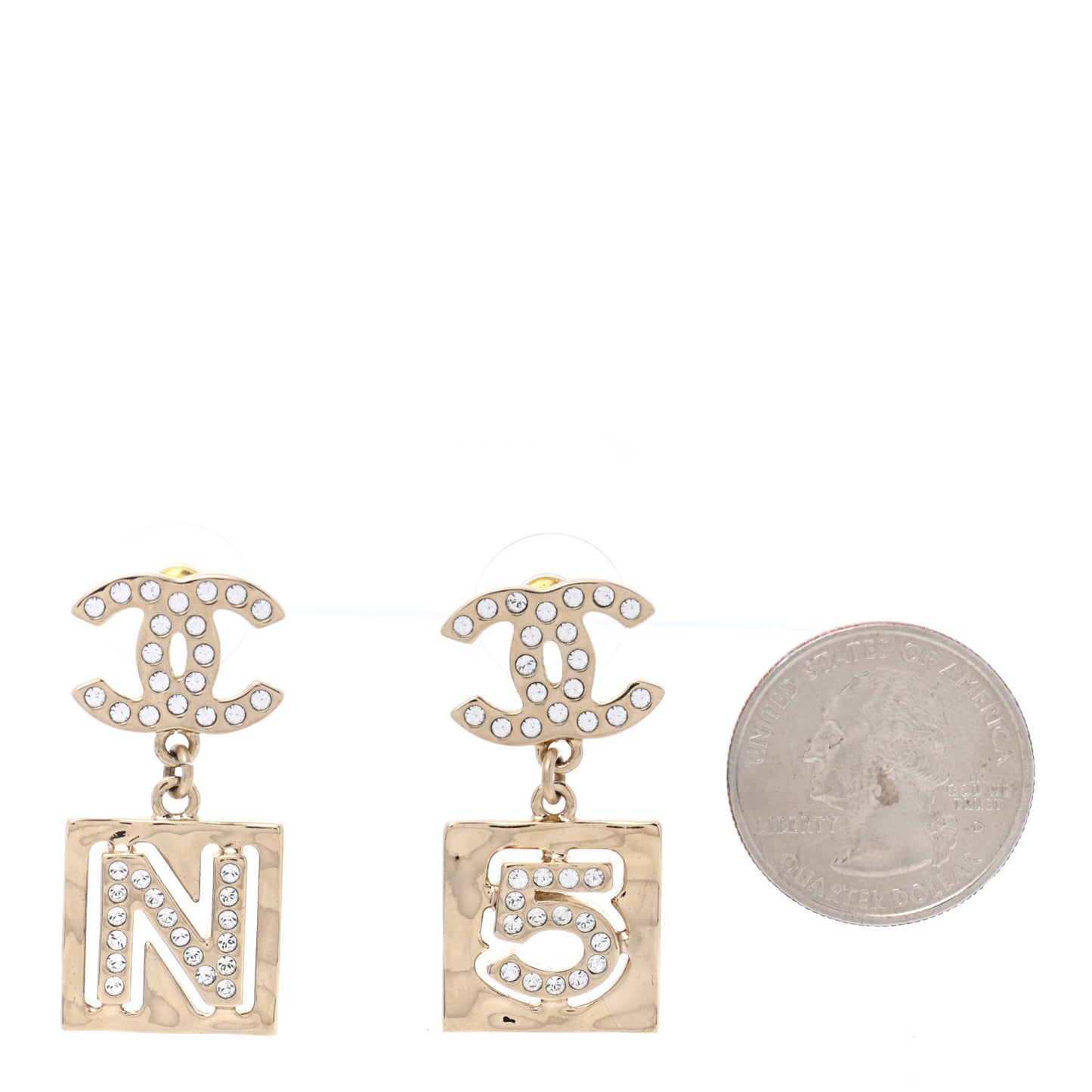 Crystal CC No 5 Drop Earrings Gold