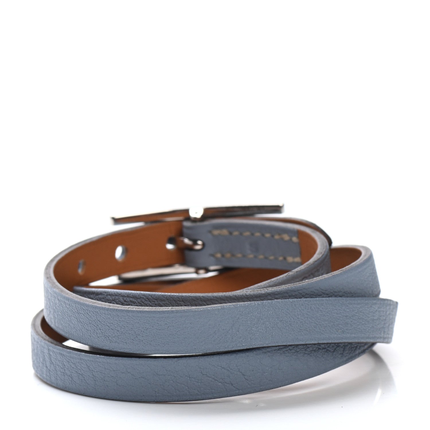 Hermes Swift Hapi 3 MM Triple Tour Wrap Bracelet S Bleu Lin 3 of 5