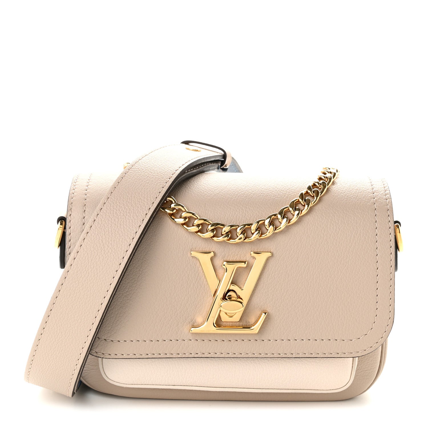 Louis Vuitton Grained Calfskin Lockme Tender Greige 1 of 9